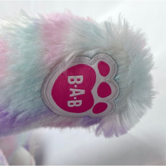 Build a Bear BAB Cat Kitten White Pink Purple Swirl Tie Dye Plush Stuffed Animal - Picture 7 of 7